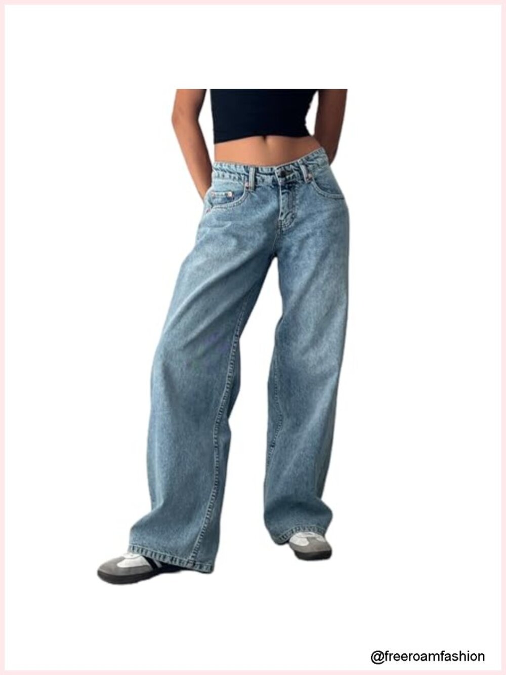 Low Rise Wide Leg Baggy Y2k Mom Jeans for Women Trendy Streetwear Denim Pants